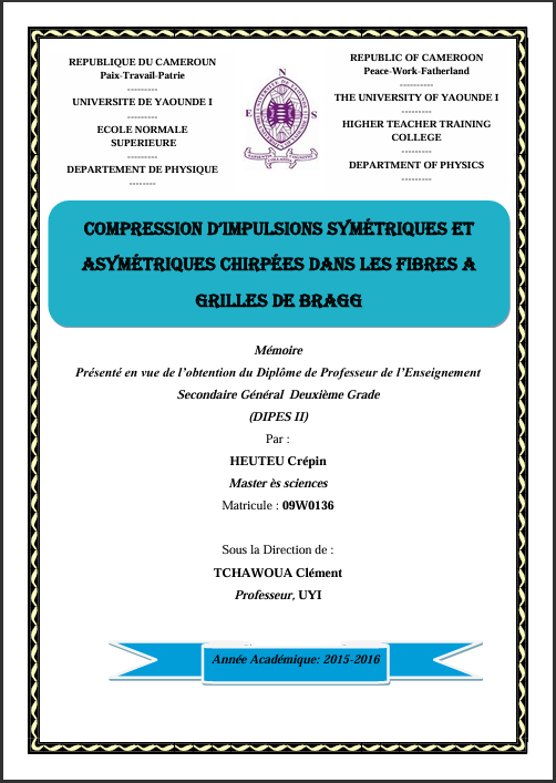 Compression d’impulsions symétriques et  asymétriques chirpées dans les fibres a  grilles de Bragg