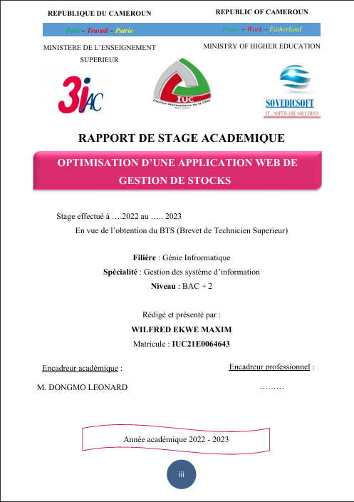 OPTIMISATION D’UNE APPLICATION WEB DE  GESTION DE STOCKS
